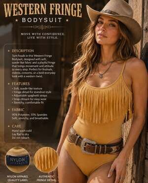 Nylon Apparel Mustard Yellow Faux Suede Fringe Bodysuit Size L